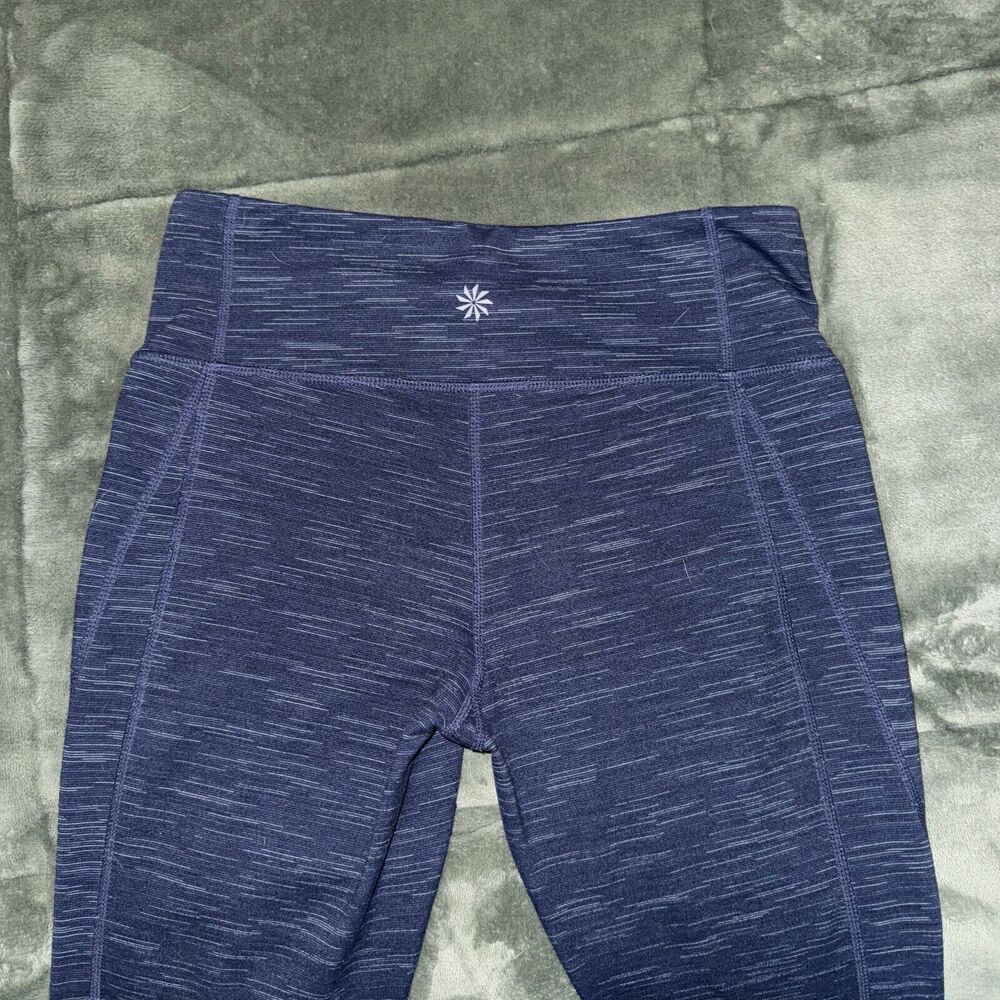Athleta Seamless Leggings Women's Small Heather‎ Blue Elastic Waist Pull On Yoga